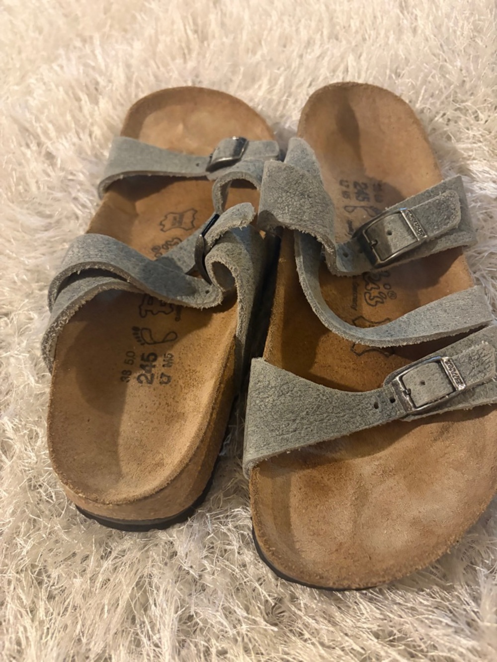 Birkenstock Three-Strap Suede Sandals in Gray - Picture 3 of 5